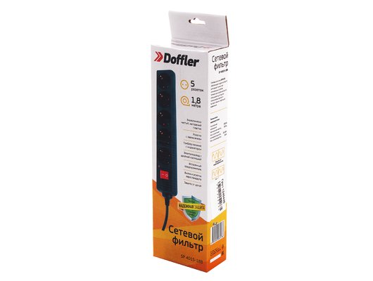 Сетевой фильтр DOFFLER SP 4015-18B 5роз./1.8м.